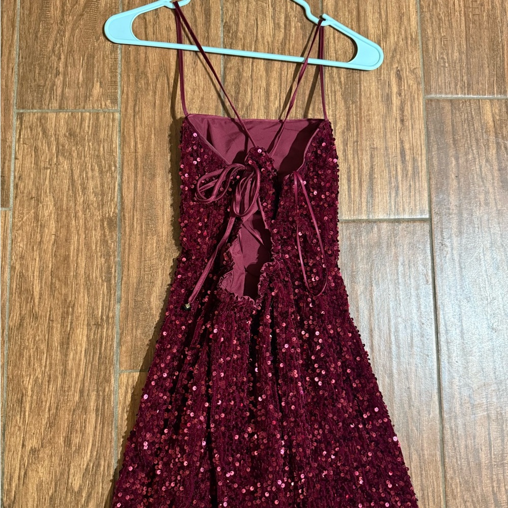 Elegant Burgundy Sequin Kids Dress